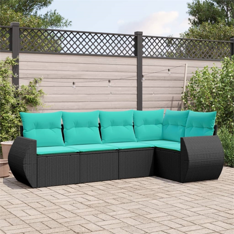 Afuera Living Contemporary Steel Patio Sofa Set in Black/Blue