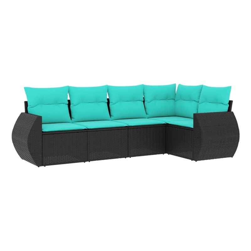 Afuera Living Contemporary Steel Patio Sofa Set in Black/Blue