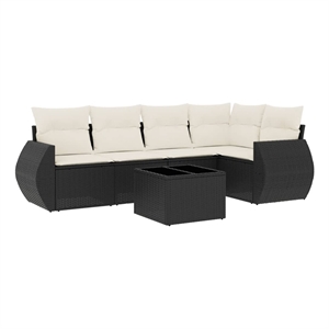 Afuera Living Contemporary Poly Rattan Sofa Set in Black/Cream