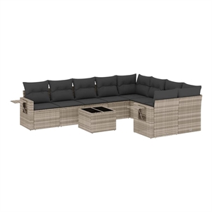 Afuera Living Contemporary Poly Rattan Sofa Set in Gray/Anthracite