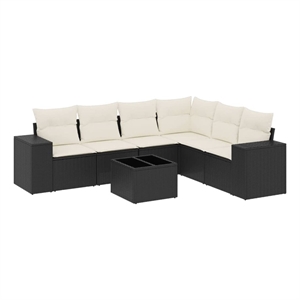 Afuera Living Contemporary 7 Piece Small Sofa Set in Black/Cream