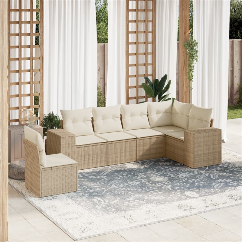 Afuera Living Contemporary 6 Piece Steel Small Sofa Set in Beige