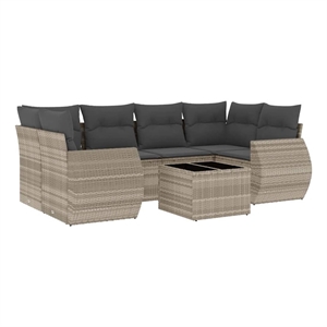 Afuera Living Contemporary 7 Piece Poly Rattan Sofa Set in Gray