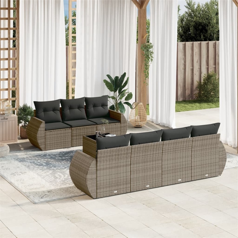 Afuera Living Contemporary 8 Piece Steel Small Sofa Set in Gray