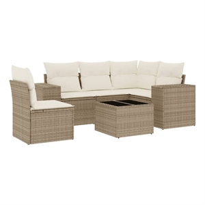 Afuera Living Contemporary 6 Piece Steel Sofa Set in Cream/Beige