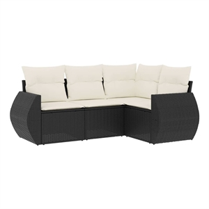 Afuera Living Contemporary 4 Piece Steel Medium Sofa Set in Black
