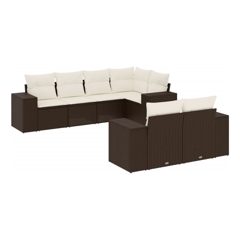 Afuera Living Contemporary 7 Piece Steel Large Sofa Set in Brown