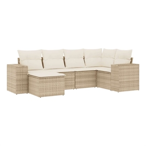 Afuera Living 6 Piece Poly Rattan Large Sofa Set with Removable Covers in Beige