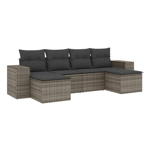 Afuera Living Contemporary Synthetic Poly Rattan Sofa Set in Gray