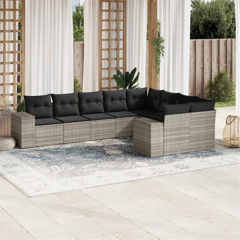 Afuera Living Contemporary 9 Piece Steel Small Sofa Set in Gray