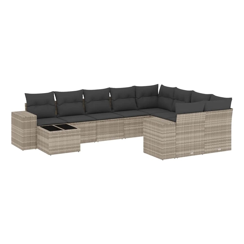 Afuera Living Contemporary 10 Piece Steel Large Sofa Set in Gray