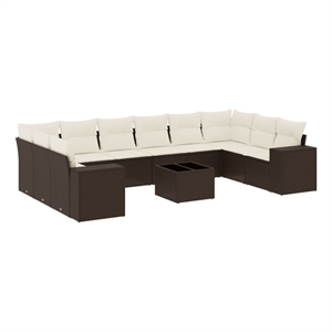 Afuera Living Contemporary 11 Piece Steel Sofa Set in Brown/Cream