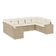 Afuera Living Contemporary 9 Piece Steel Sofa Set in Cream/Beige