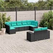 Afuera Living 9 Piece Poly Rattan Patio Sofa Set in Black/Blue