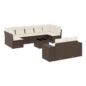 Afuera Living Contemporary Poly Rattan Sofa Set in Brown/Cream