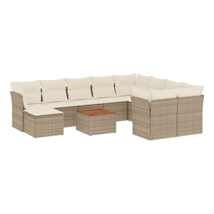 Afuera Living Contemporary 11 Piece Poly Rattan Sofa Set in Beige