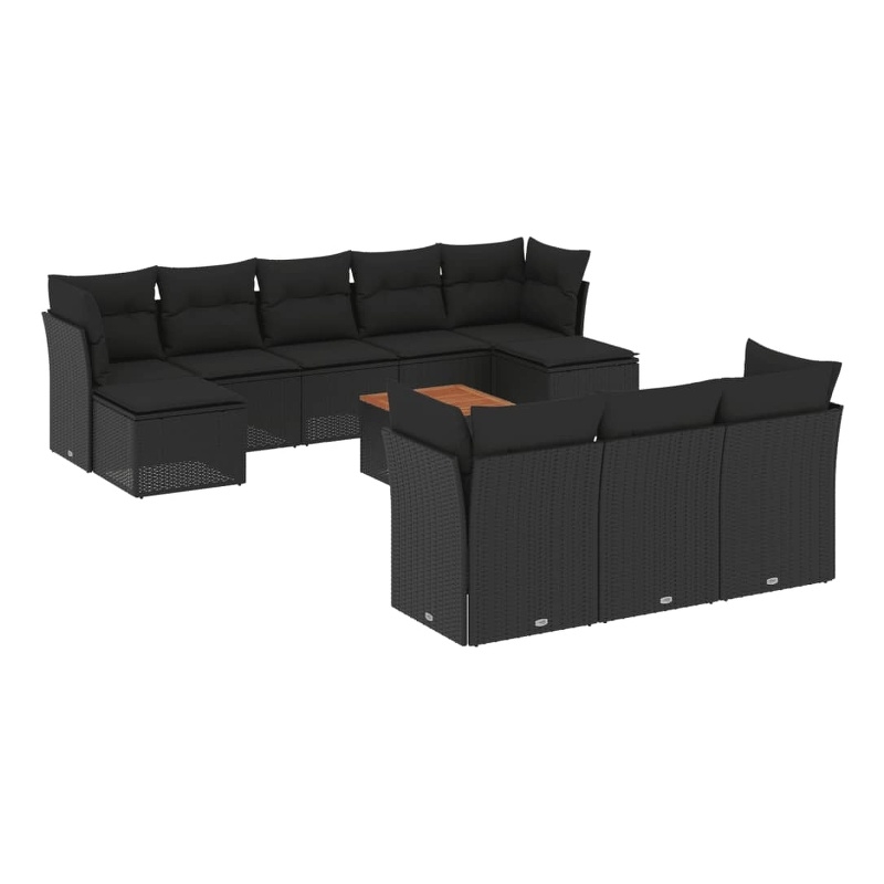Afuera Living Contemporary 11 Piece Poly Rattan Sofa Set in Black/Brown