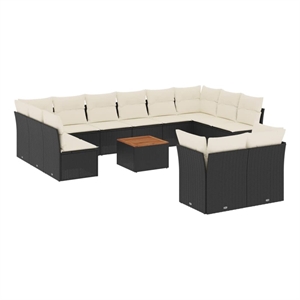 Afuera Living Contemporary Steel Large Sofa Set in Black/Brown/Cream
