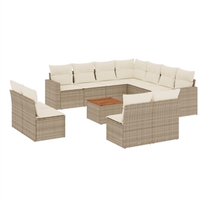 Afuera Living 12 Piece Solid Acacia Wood Sofa Set in Cream/Beige