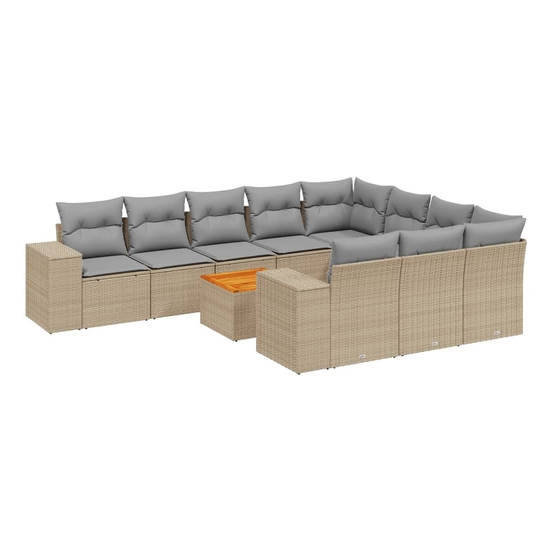 Afuera Living Contemporary 11 Piece Steel Large Sofa Set in Beige