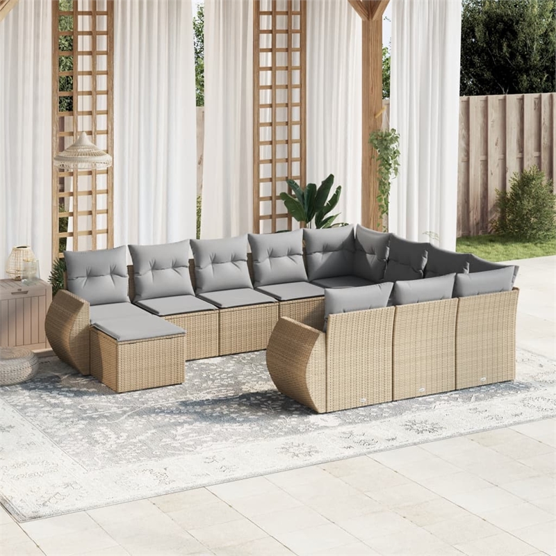 Afuera Living 11 Piece Steel Small Sofa Set with Removable Covers in Beige