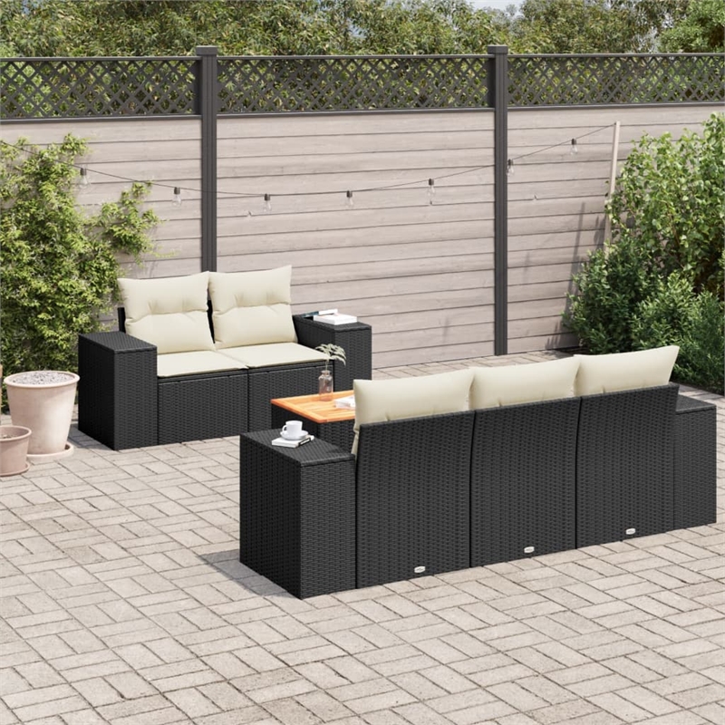 Afuera Living Contemporary 6 Piece Steel Sofa Set in Black/Cream
