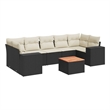 Afuera Living Contemporary 8 Piece Steel Sofa Set in Black/Cream