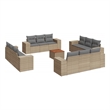 Afuera Living Solid Acacia Wood Small Sofa Set in Gray/Beige