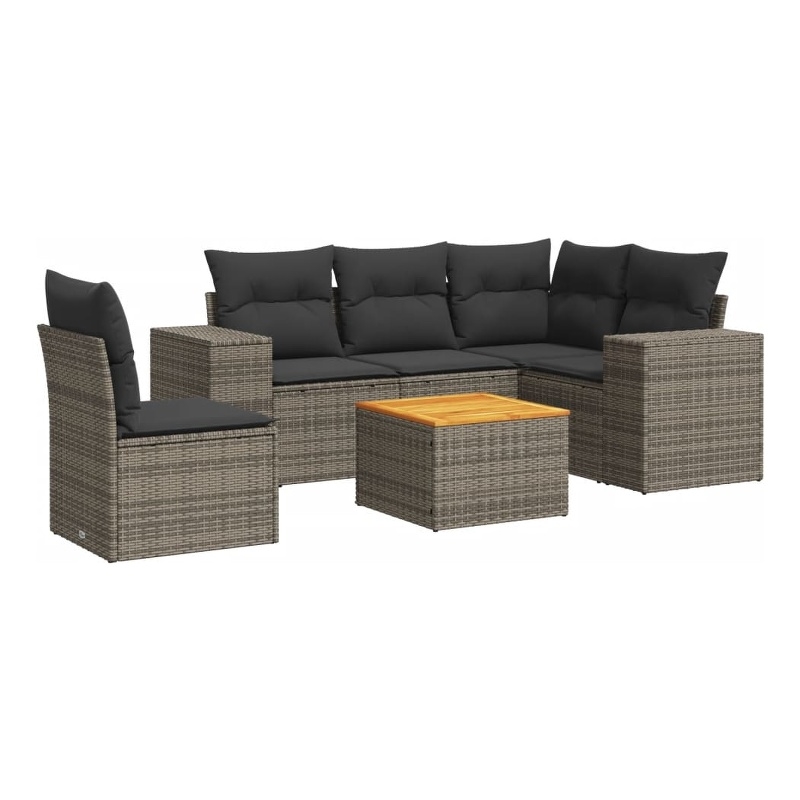 Afuera Living Contemporary Solid Acacia Wood Sofa Set in Gray