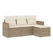Afuera Living Contemporary 4 Piece Steel Small Sofa Set in Cream/Beige