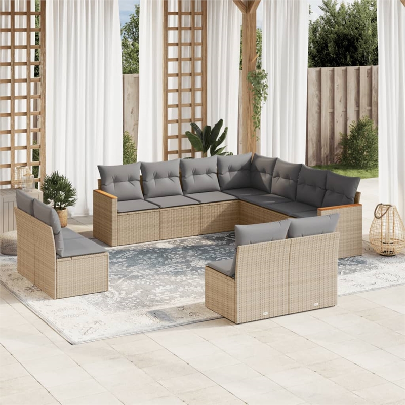 Afuera Living Contemporary 11 Piece Steel Large Sofa Set in Beige