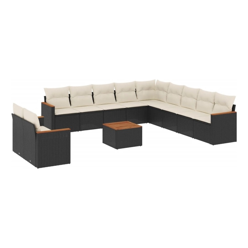 Afuera Living Contemporary Steel Small Sofa Set in Black/Cream