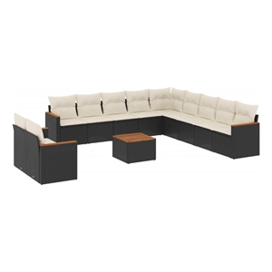 Afuera Living Contemporary Steel Small Sofa Set in Black/Cream