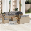 Afuera Living Contemporary 9 Piece Small Sofa Set in Gray/Beige