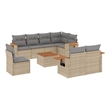 Afuera Living Contemporary 9 Piece Small Sofa Set in Gray/Beige