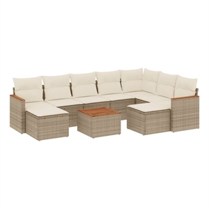 Afuera Living Contemporary 10 Piece Poly Rattan Sofa Set in Beige