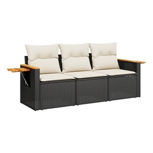 Afuera Living Contemporary 3 Piece Poly Rattan Sofa Set in Black