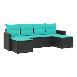 Afuera Living 6 Piece Steel Large Patio Sofa Set in Black/Blue
