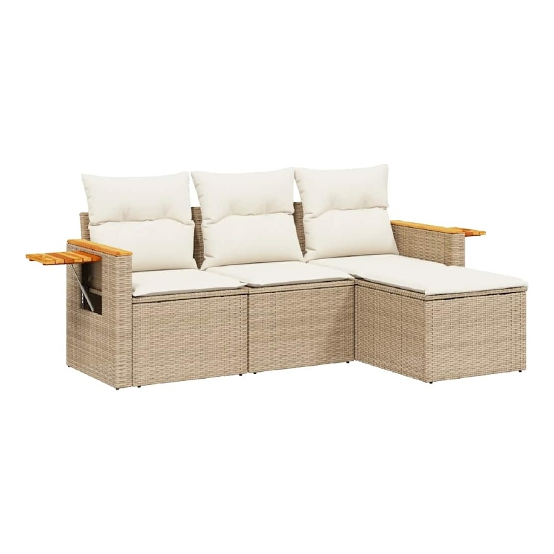Afuera Living Contemporary 4 Piece Steel Sofa Set in Cream/Beige