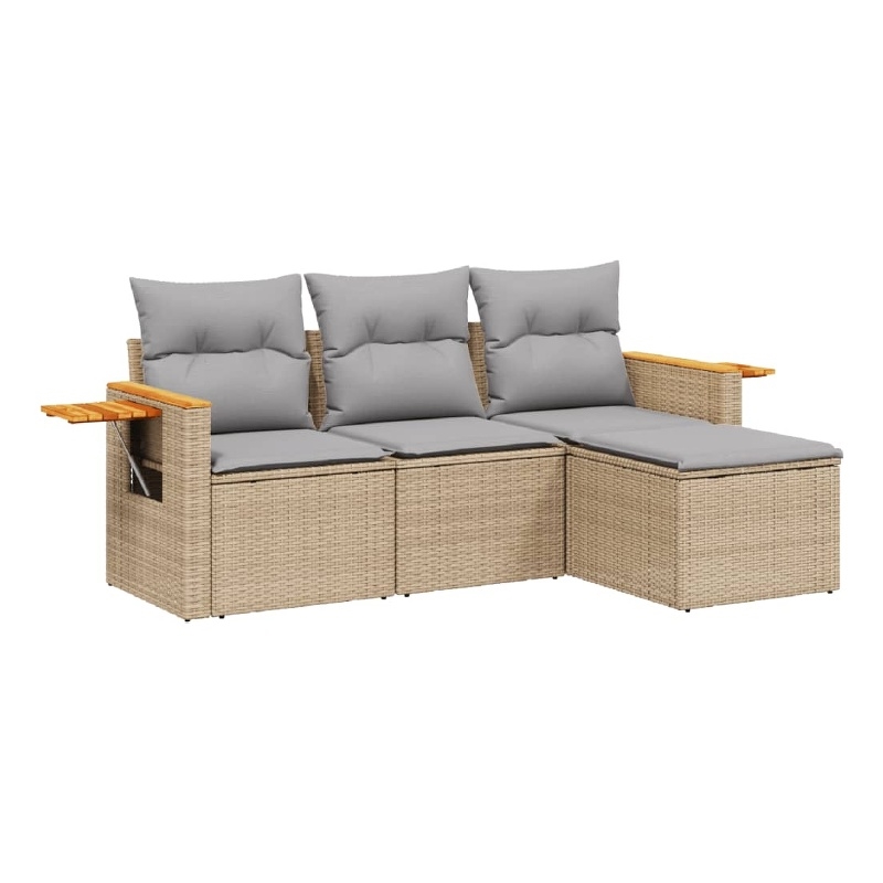 Afuera Living Contemporary 4 Piece Steel Large Sofa Set in Beige