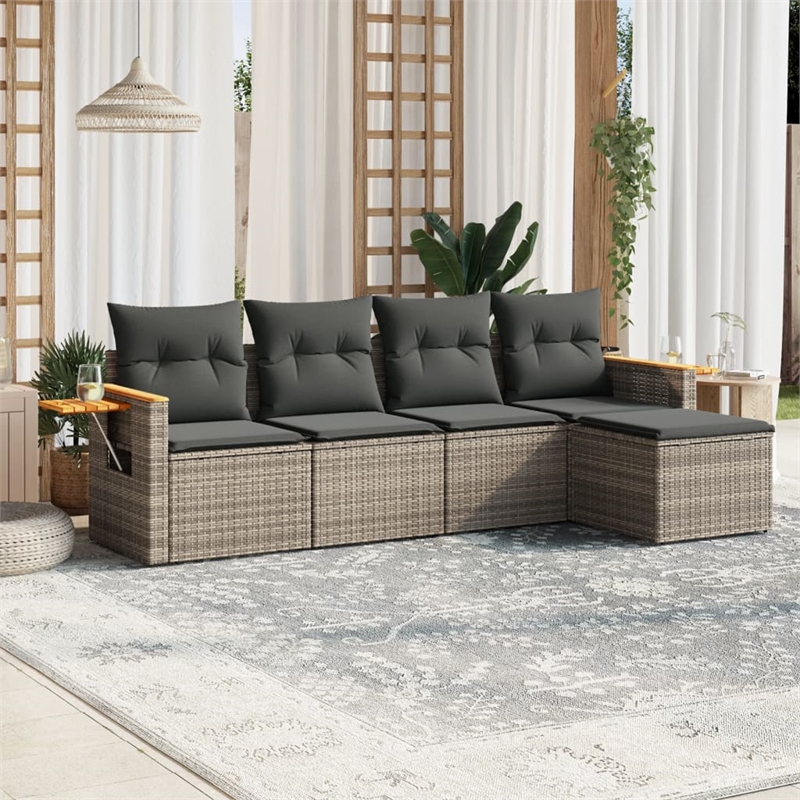 Afuera Living Contemporary 5 Piece Steel Small Sofa Set in Gray