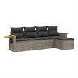 Afuera Living Contemporary 5 Piece Steel Small Sofa Set in Gray