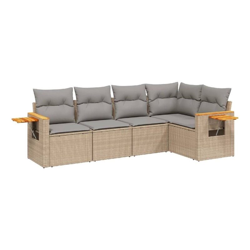 Afuera Living Contemporary 5 Piece Steel Large Sofa Set in Beige