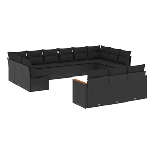 Afuera Living Contemporary 13 Piece Steel Large Sofa Set in Black