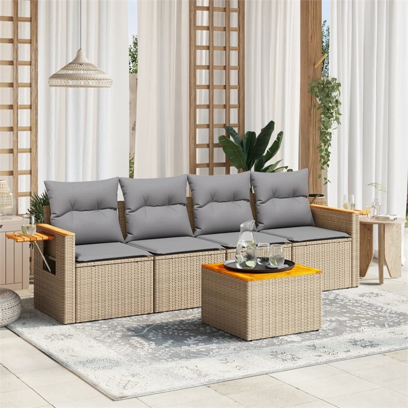 Afuera Living Contemporary Steel Small Sofa Set in Gray/Beige