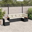 Afuera Living Contemporary 6 Piece Poly Rattan Sofa Set in Black/Cream