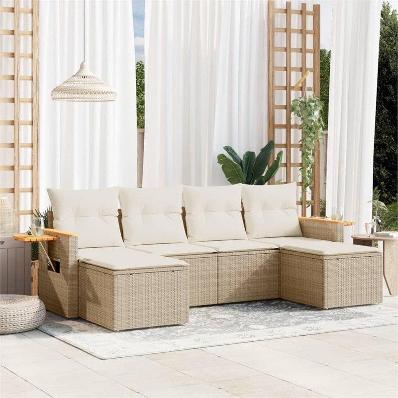 Afuera Living Contemporary 6 Piece Steel Large Sofa Set in Beige