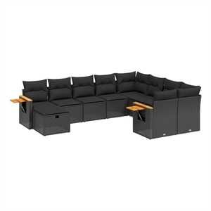 Afuera Living Contemporary 10 Piece Steel Small Sofa Set in Black