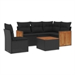 Afuera Living Contemporary Synthetic Poly Rattan 6 Piece  Sofa Set in Black