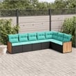 Afuera Living Contemporary Synthetic Poly Rattan 7 Piece Patio Sofa Set in Black